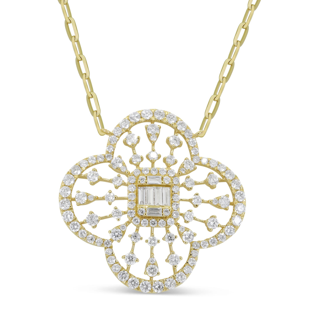 Beautiful Hand Crafted 14K Yellow Gold White Diamond Milano Collection Necklace