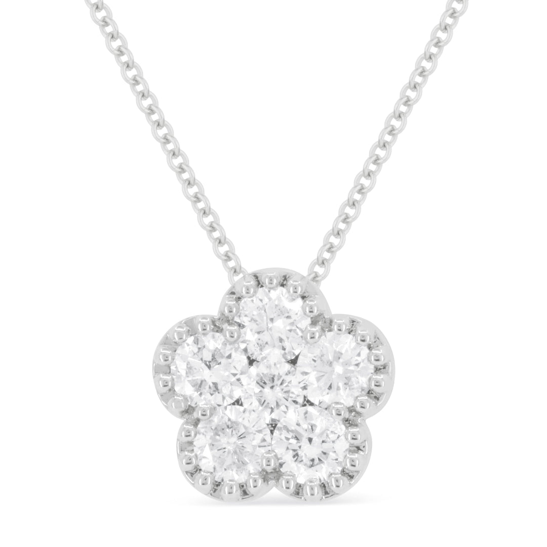 Beautiful Hand Crafted 14K White Gold White Diamond Milano Collection Pendant