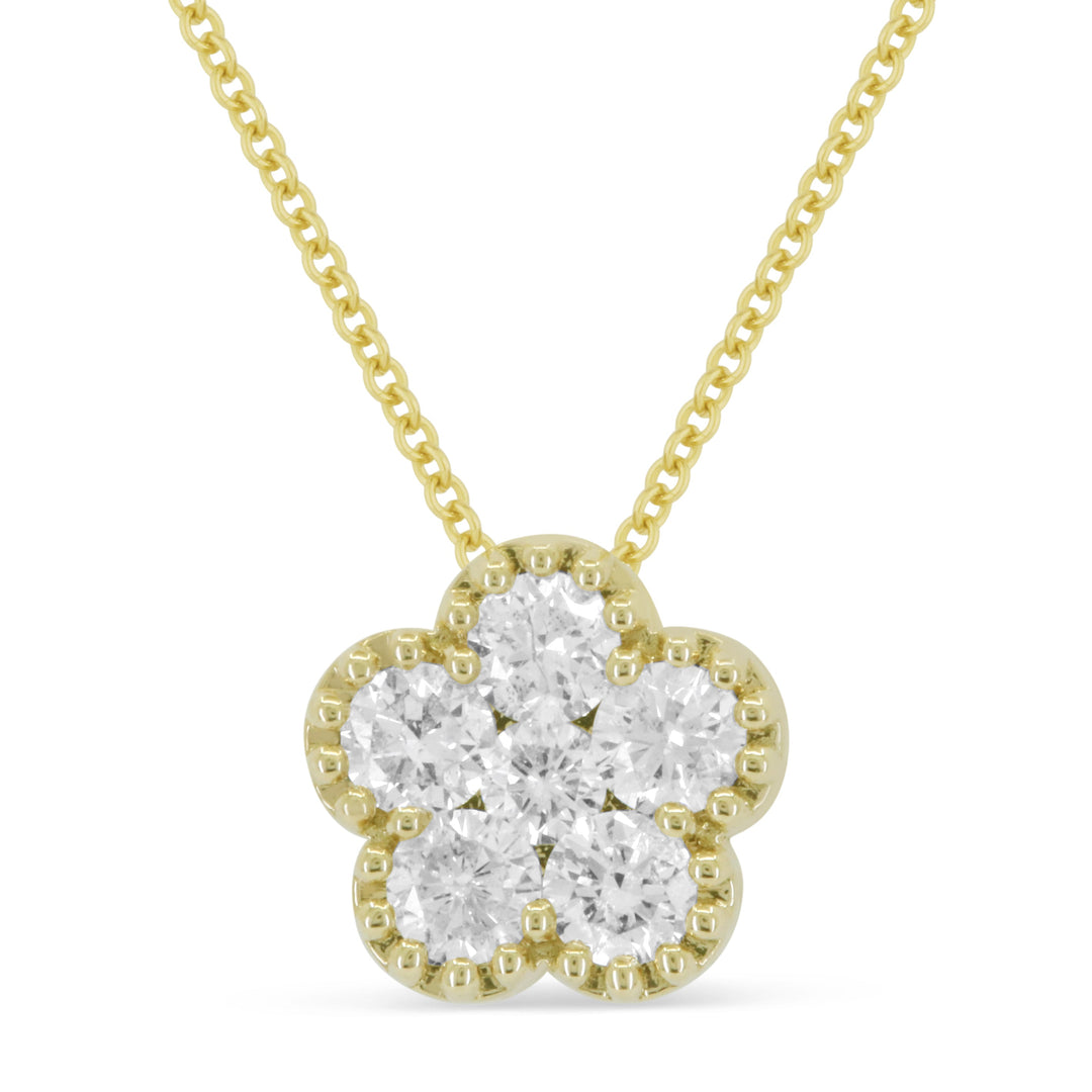 Beautiful Hand Crafted 14K Yellow Gold White Diamond Milano Collection Pendant