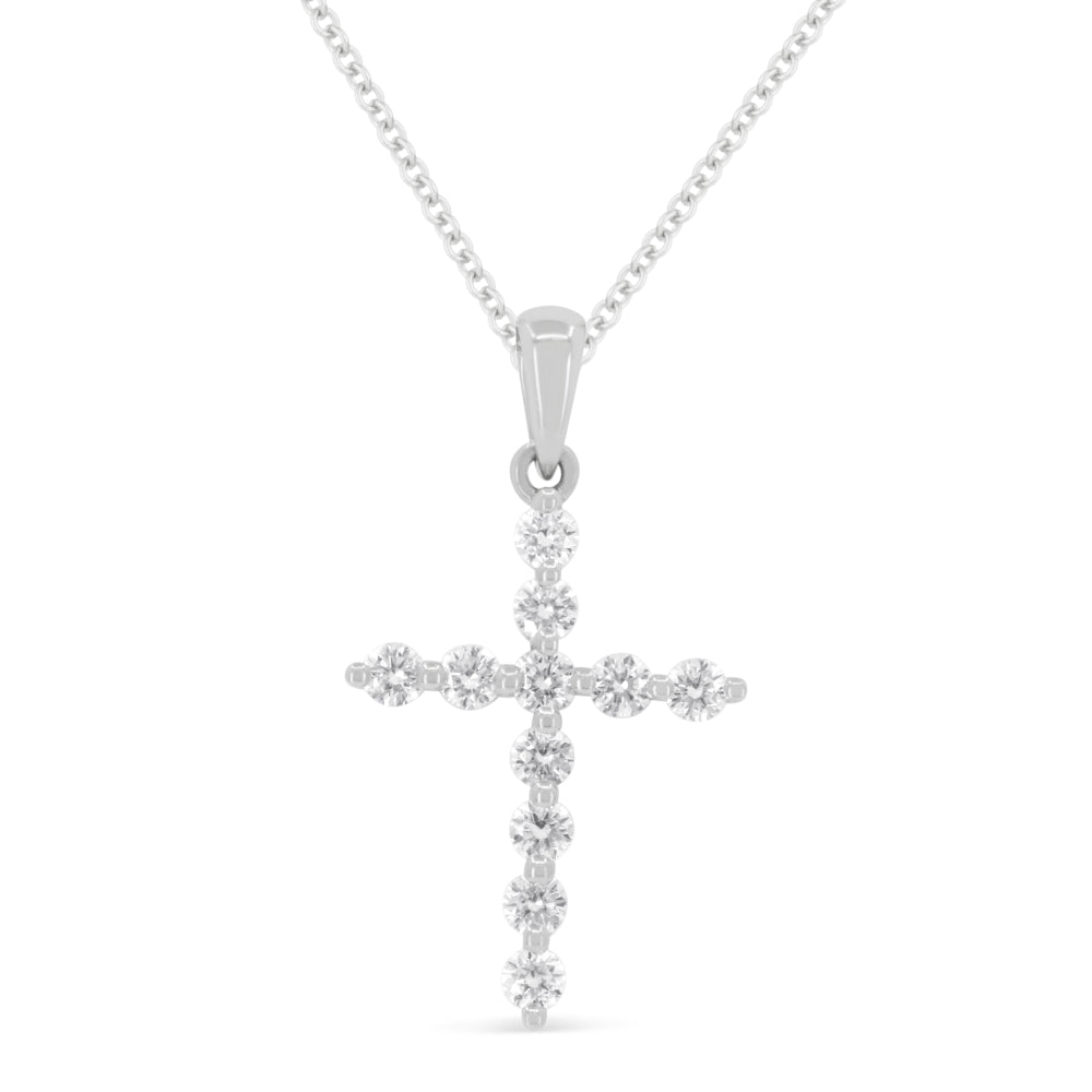 Beautiful Hand Crafted 14K White Gold White Diamond Religious Collection Pendant