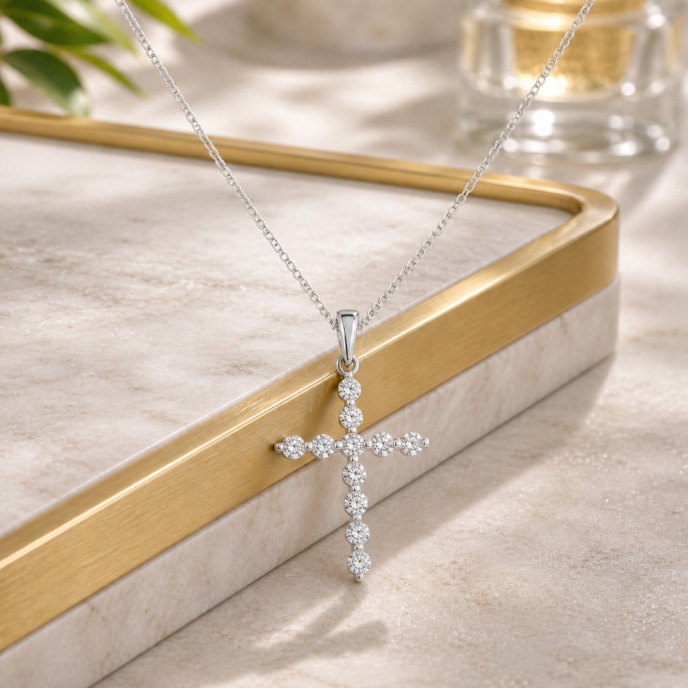 N1894 - 14K Gold Diamond Crucifix Cross Pendant