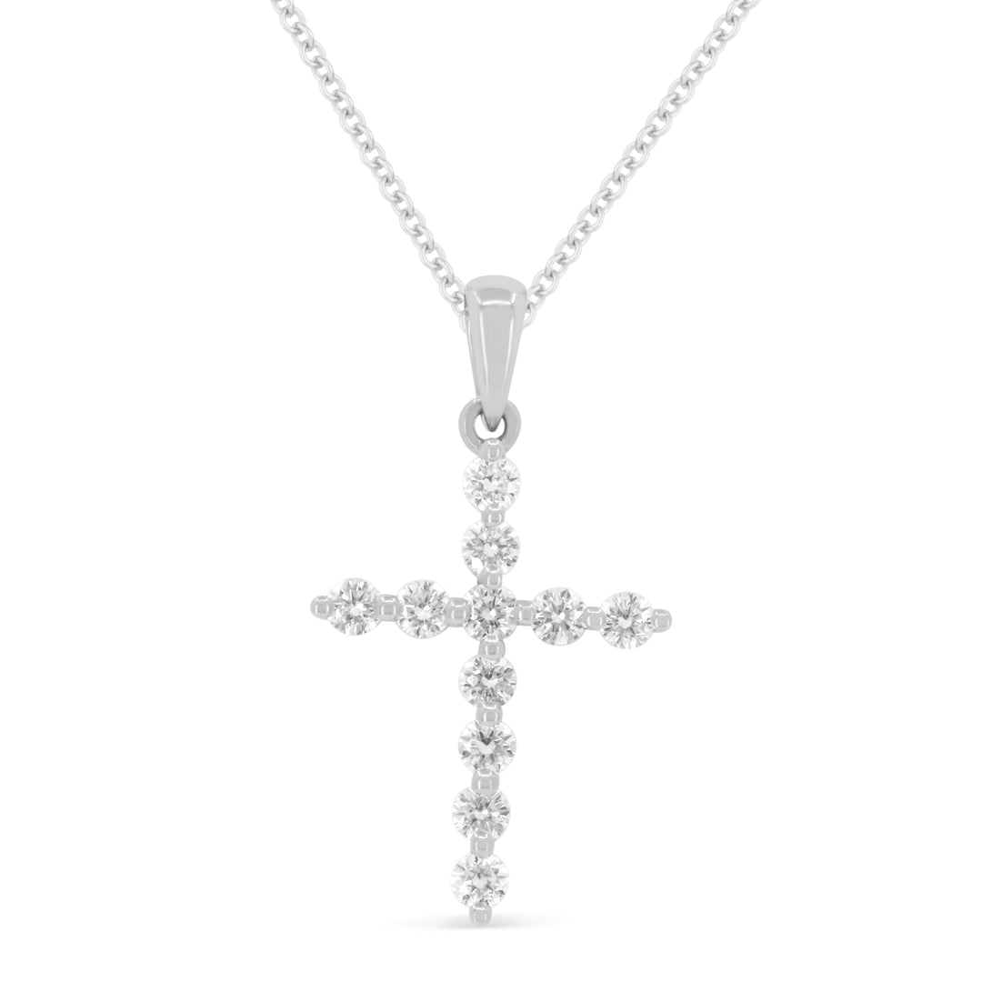 Beautiful Hand Crafted 14K White Gold White Diamond Religious Collection Pendant