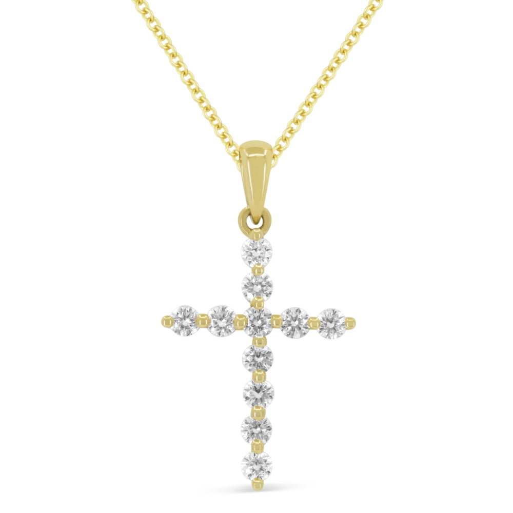 Beautiful Hand Crafted 14K Yellow Gold White Diamond Religious Collection Pendant