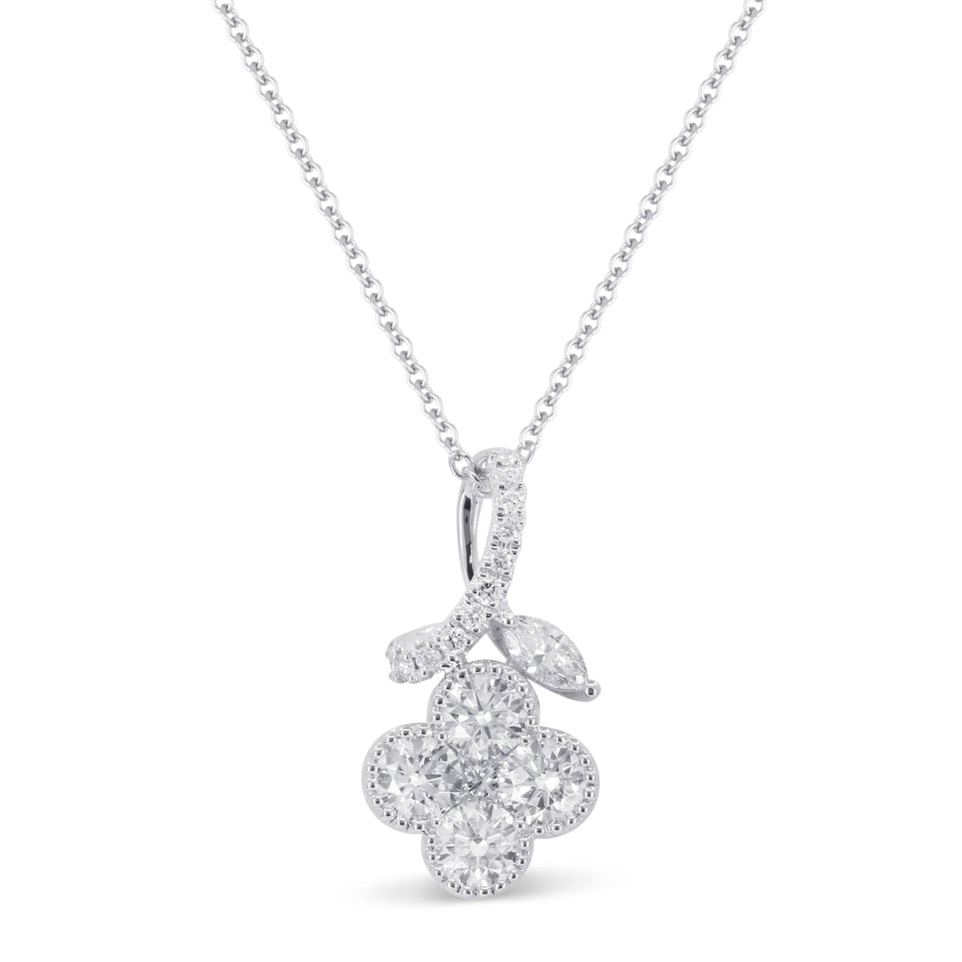 Beautiful Hand Crafted 14K White Gold White Diamond Milano Collection Pendant