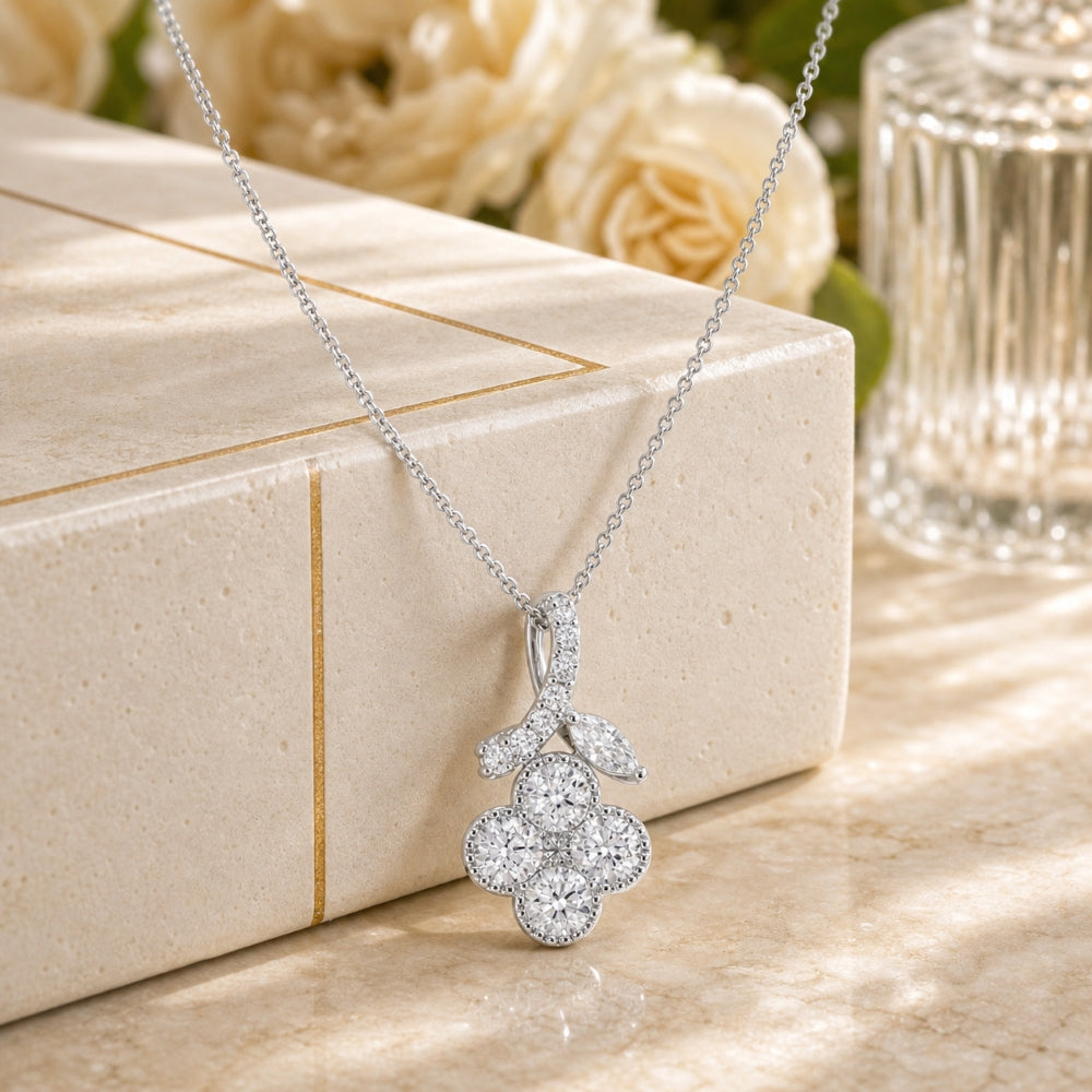 N1900 - 14K Gold Diamond Flower Pendant