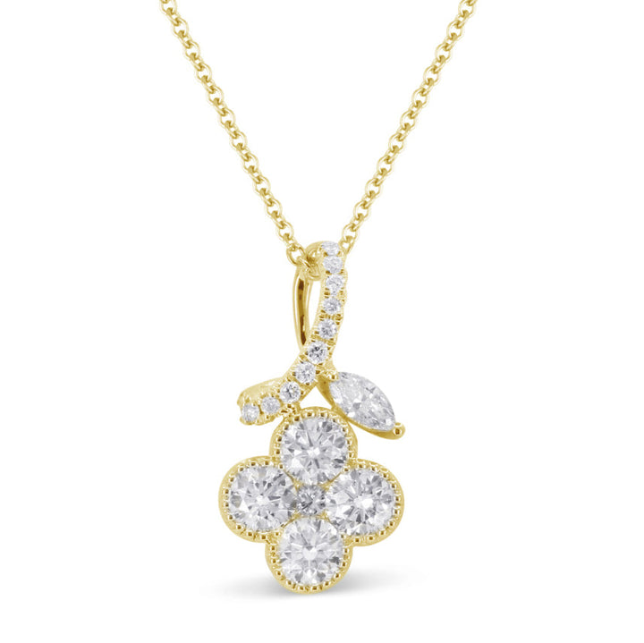 Beautiful Hand Crafted 14K Yellow Gold White Diamond Milano Collection Pendant