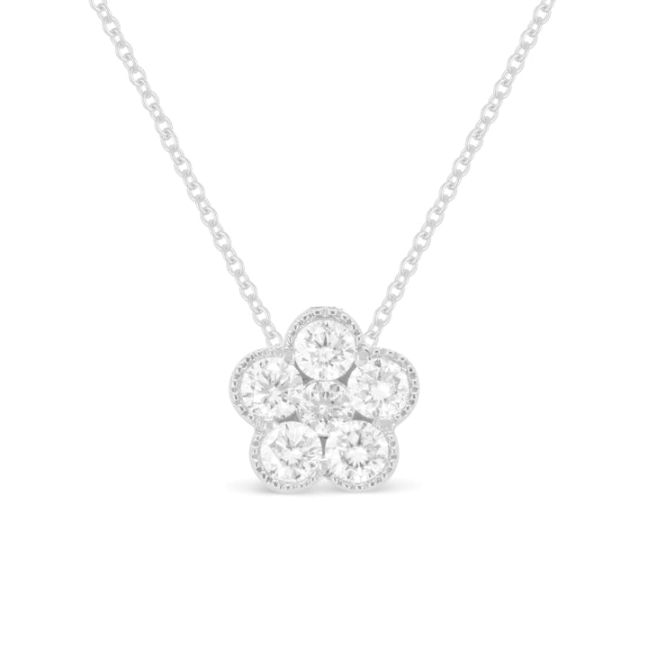 Beautiful Hand Crafted 14K White Gold White Diamond Milano Collection Pendant