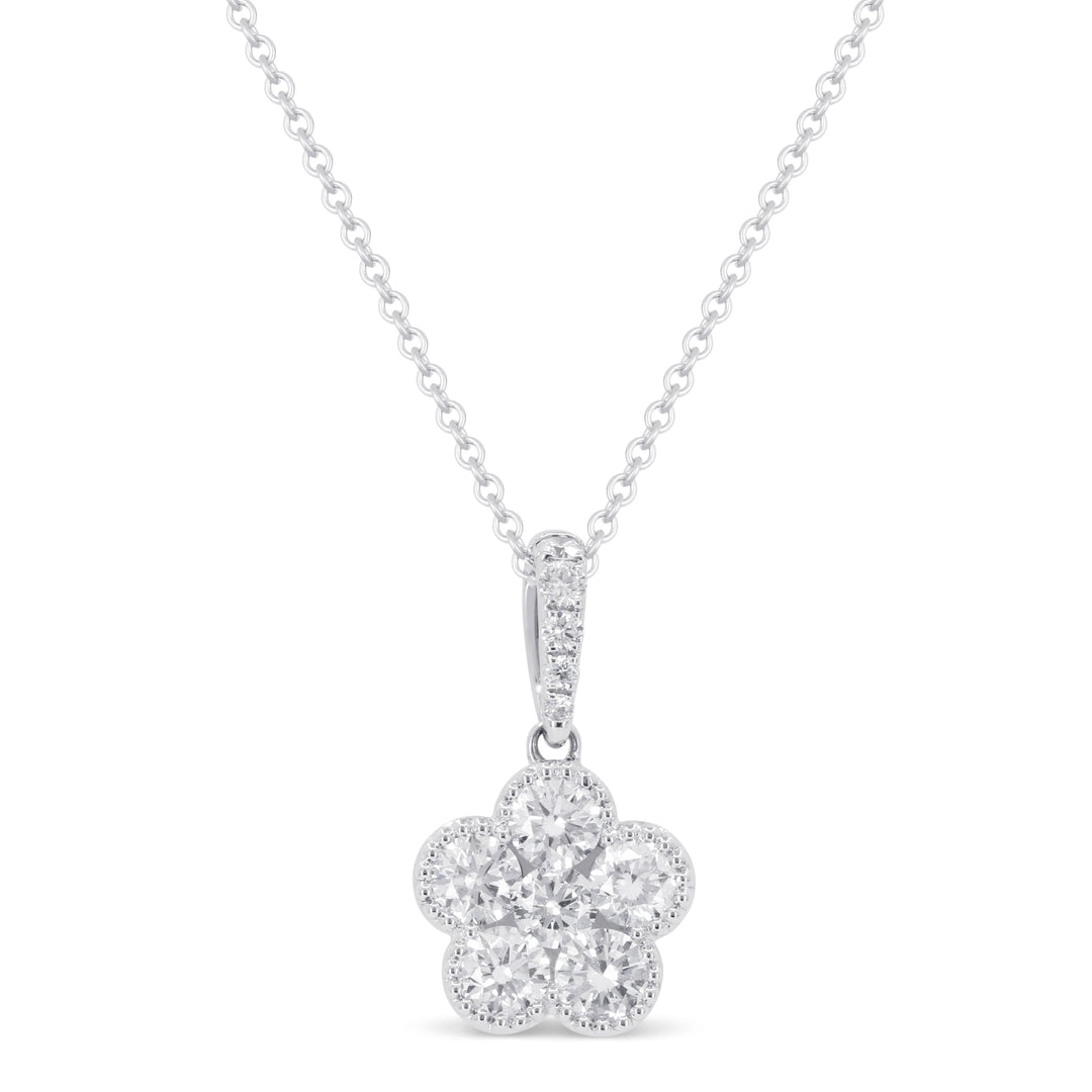 Beautiful Hand Crafted 14K White Gold White Diamond Milano Collection Pendant