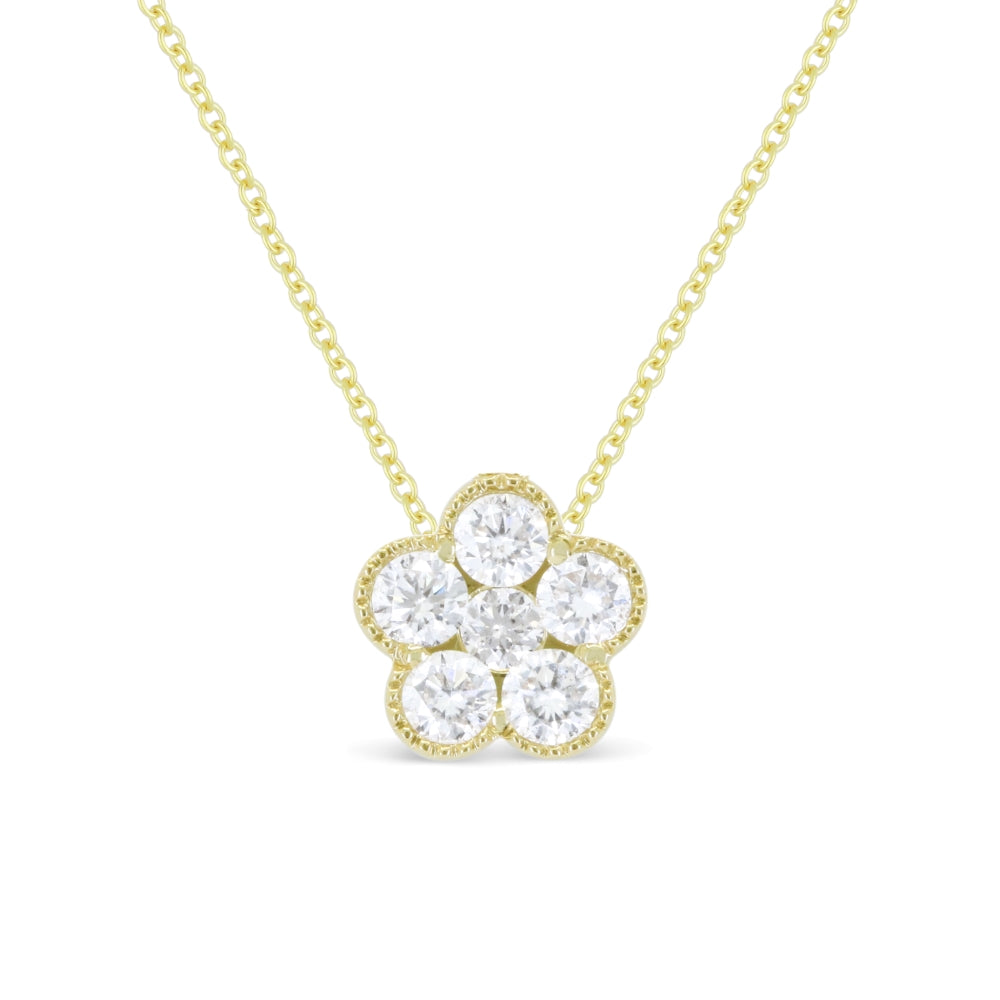 Beautiful Hand Crafted 14K Yellow Gold White Diamond Milano Collection Pendant