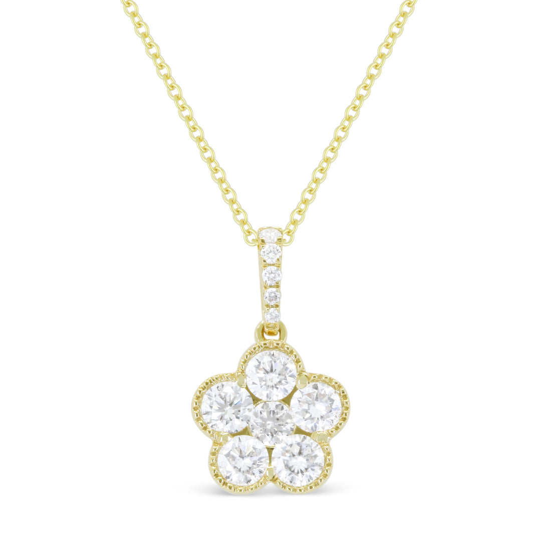 Beautiful Hand Crafted 14K Yellow Gold White Diamond Milano Collection Pendant
