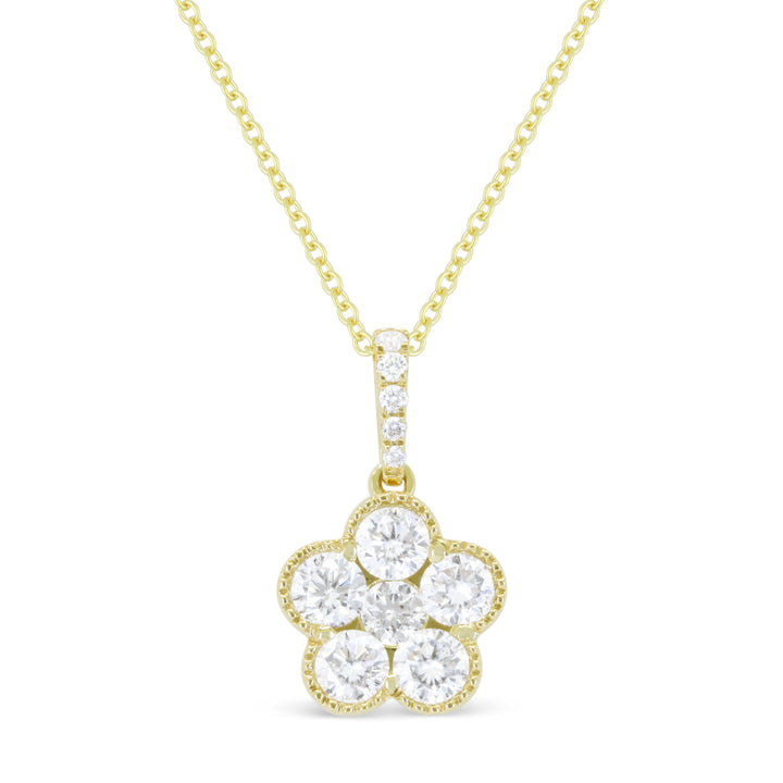 Beautiful Hand Crafted 14K Yellow Gold White Diamond Milano Collection Pendant