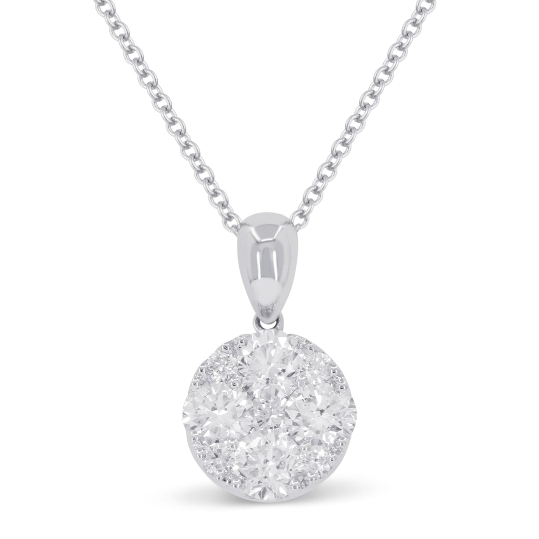 Beautiful Hand Crafted 14K White Gold White Diamond Milano Collection Pendant