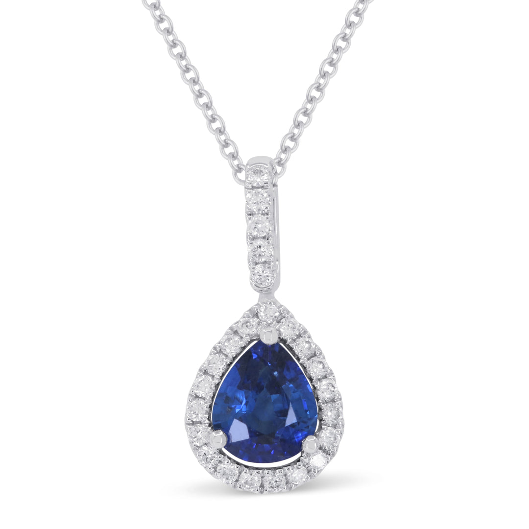 Beautiful Hand Crafted 18K White Gold  Sapphire And Diamond Arianna Collection Pendant