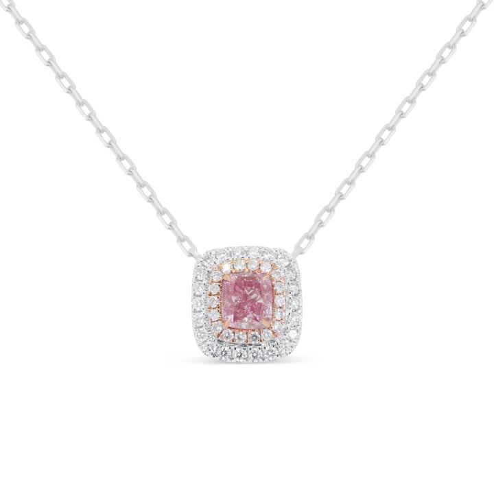 Beautiful Hand Crafted 14K White Gold  Fancy Pink Diamond And Diamond Milano Collection Necklace