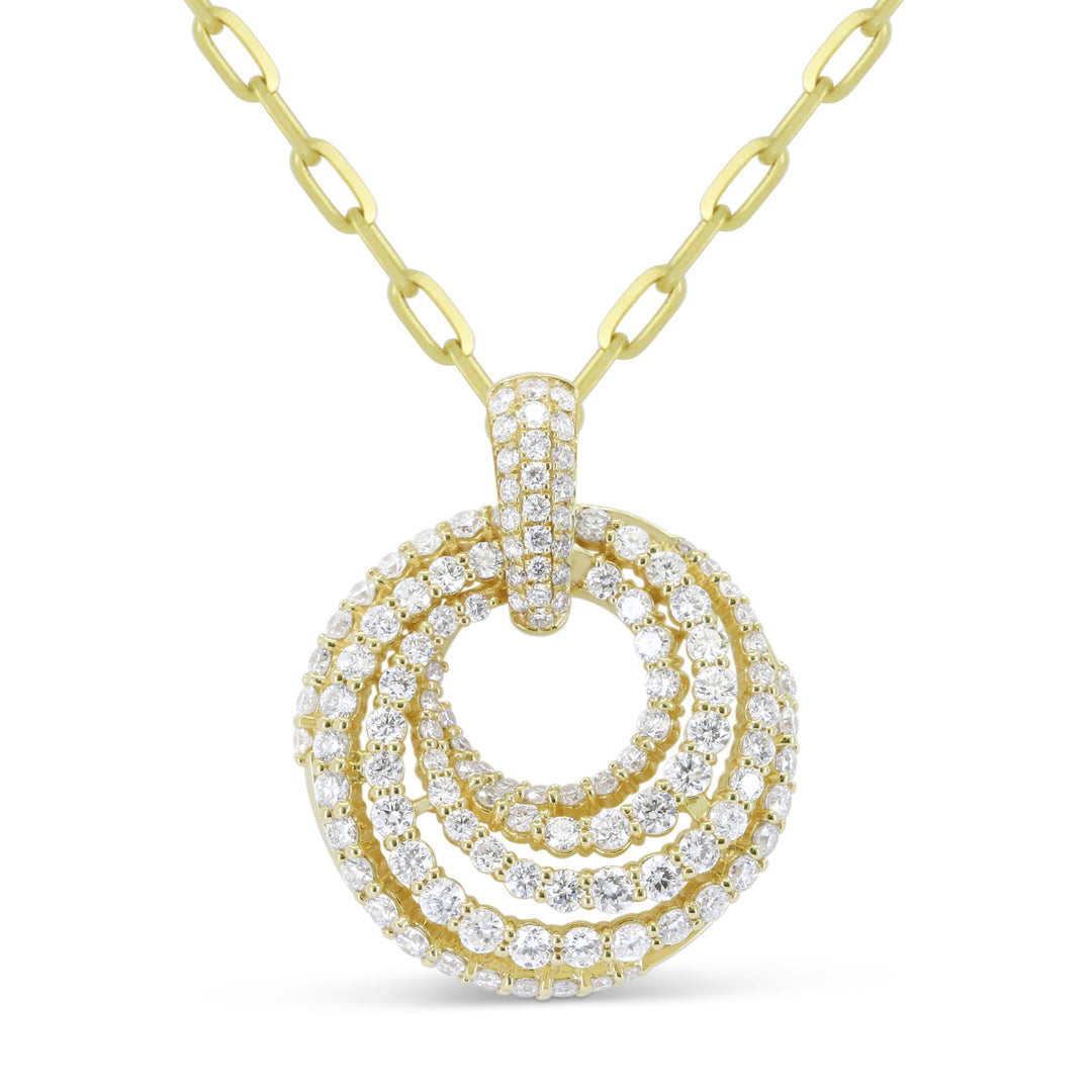 Beautiful Hand Crafted 14K Yellow Gold White Diamond Milano Collection Pendant
