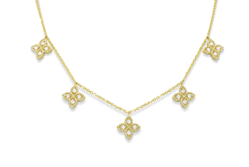 Beautiful Hand Crafted 14K Yellow Gold White Diamond Milano Collection Necklace