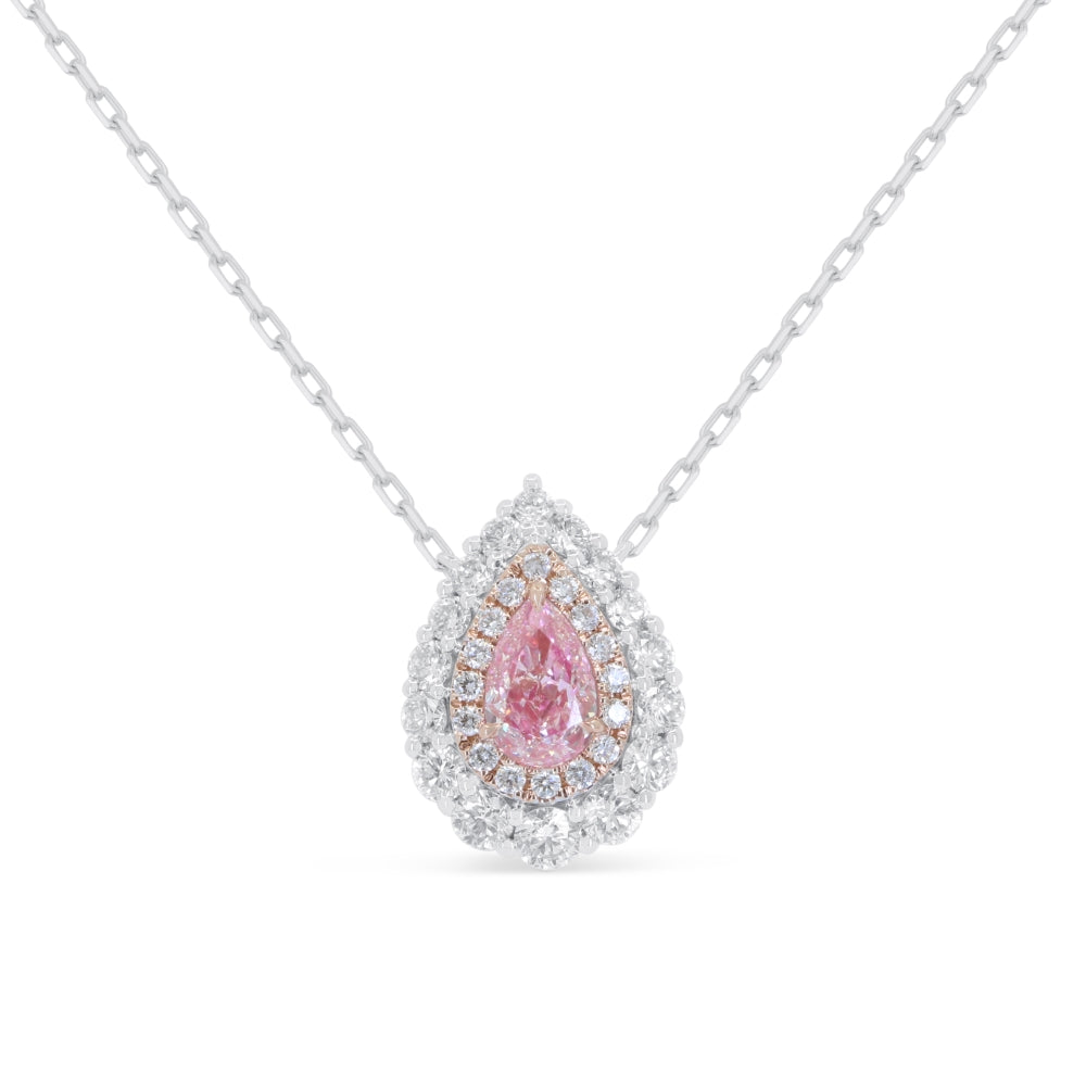 Beautiful Hand Crafted 14K White Gold  Fancy Pink Diamond And Diamond Milano Collection Necklace