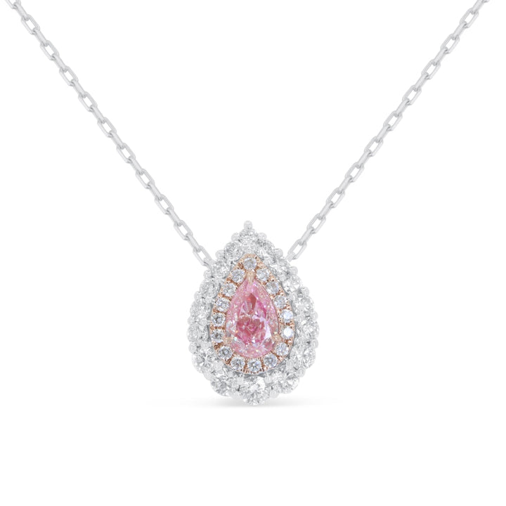 Beautiful Hand Crafted 14K White Gold  Fancy Pink Diamond And Diamond Milano Collection Necklace