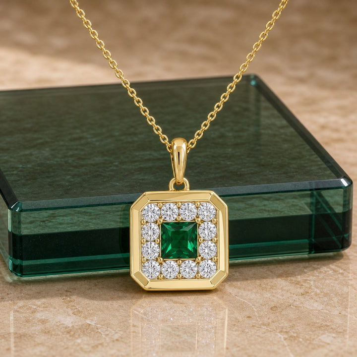 N1915 - 14K Yellow Gold Cushion Pendant