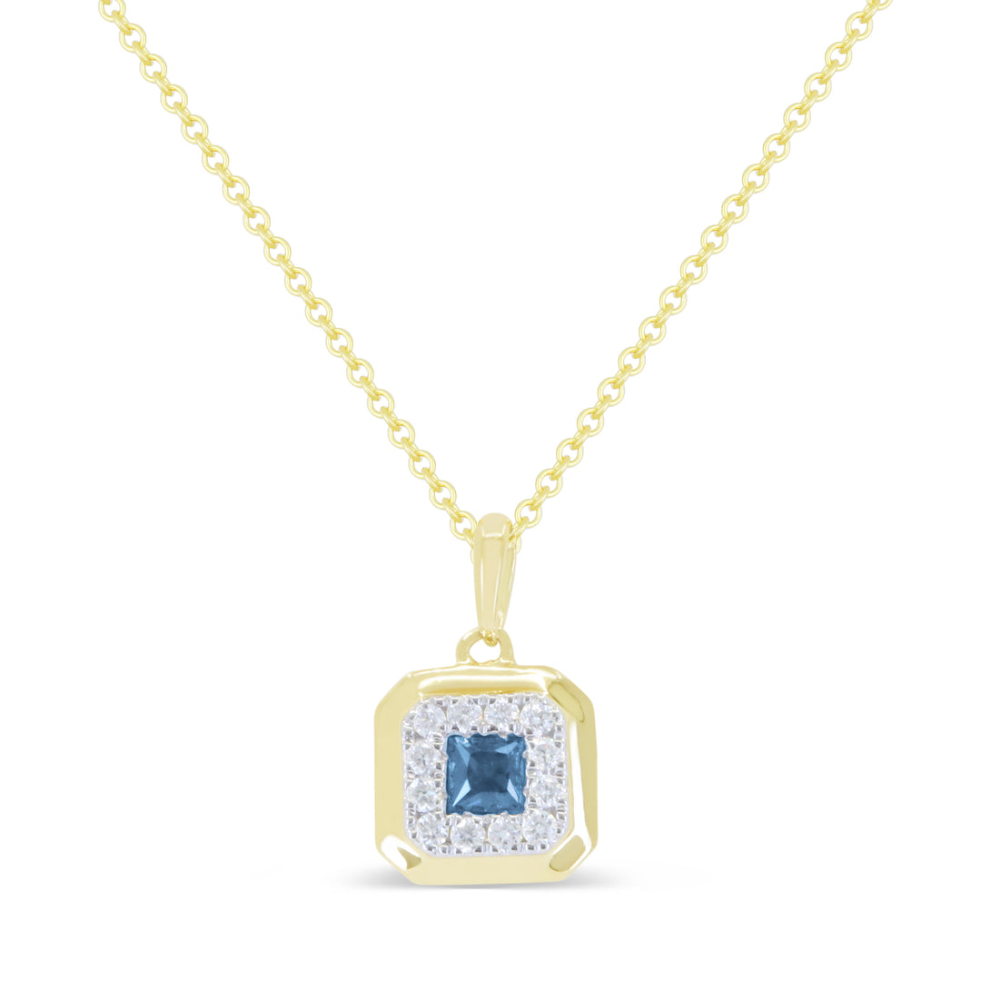 Madison L 14K Yellow Gold London Blue Topaz Cushion Pendant - style N1915LBTY