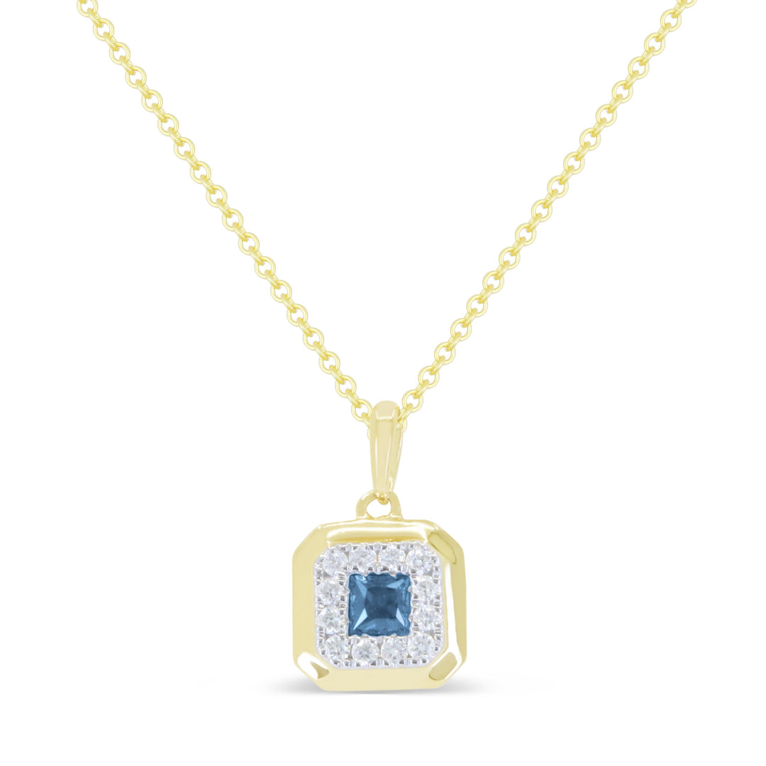 Madison L 14K Yellow Gold London Blue Topaz Cushion Pendant - style N1915LBTY