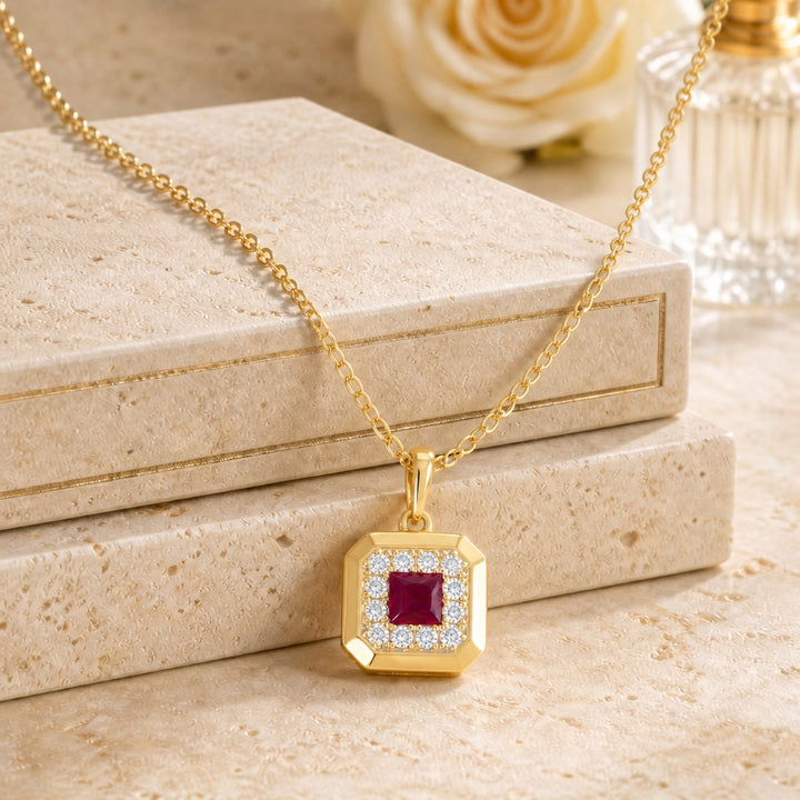N1915 - 14K Yellow Gold Cushion Pendant