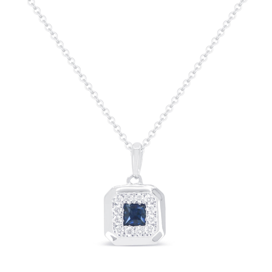 Beautiful Hand Crafted 14K White Gold 3MM Sapphire And Diamond Arianna Collection Pendant