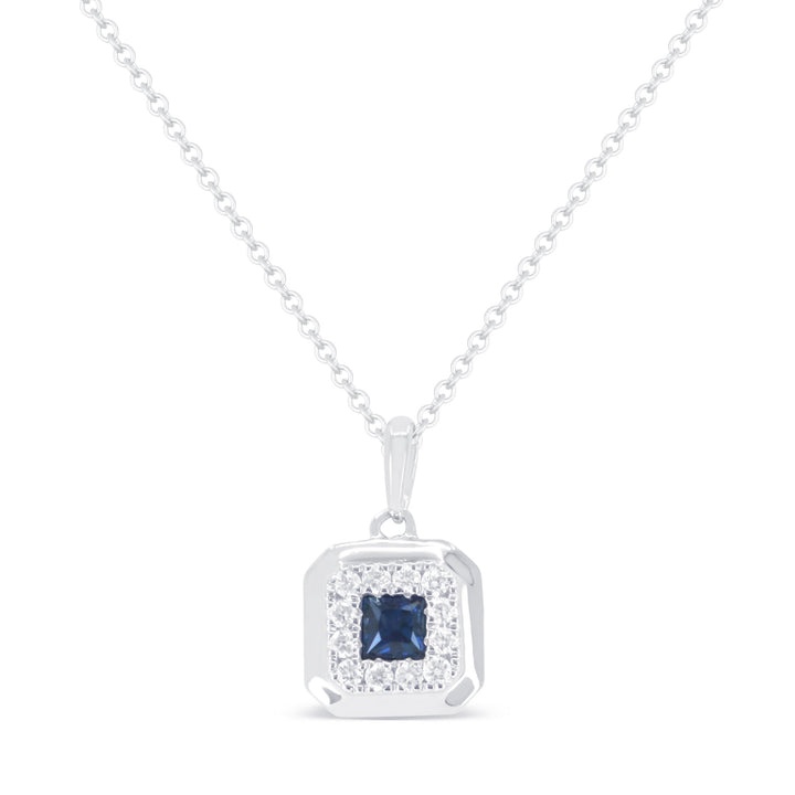 Beautiful Hand Crafted 14K White Gold 3MM Sapphire And Diamond Arianna Collection Pendant