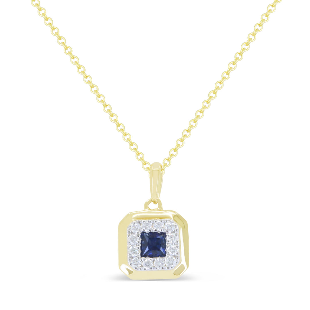 Beautiful Hand Crafted 14K Yellow Gold 3MM Sapphire And Diamond Essentials Collection Pendant
