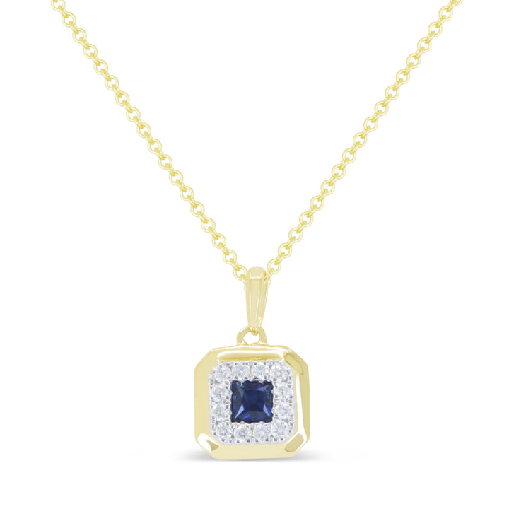 Beautiful Hand Crafted 14K Yellow Gold 3MM Sapphire And Diamond Essentials Collection Pendant