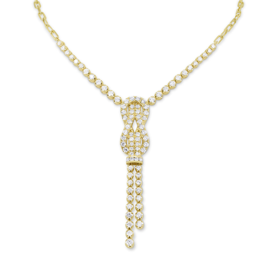 Beautiful Hand Crafted 14K Yellow Gold White Diamond Milano Collection Necklace