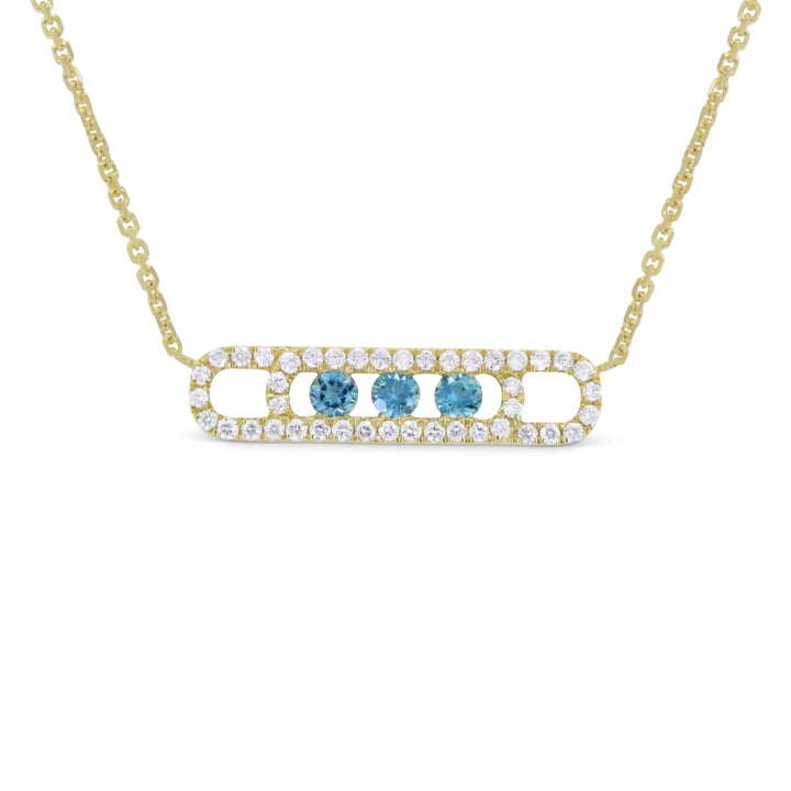 Madison L 14K Yellow Gold London Blue Topaz Necklace - style N1922LBTY