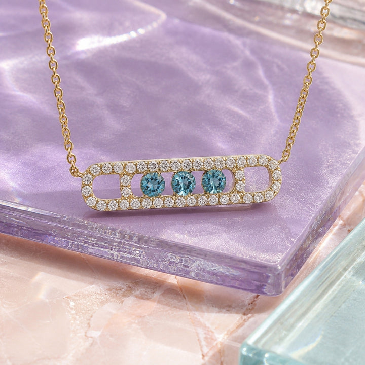 N1922 - 14K Yellow Gold London Blue Topaz Necklace