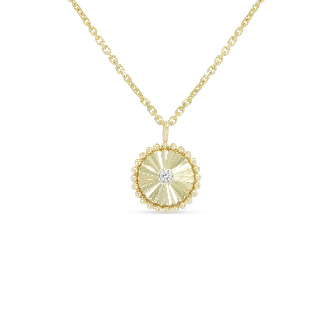 Beautiful Hand Crafted 14K Yellow Gold White Diamond Milano Collection Necklace