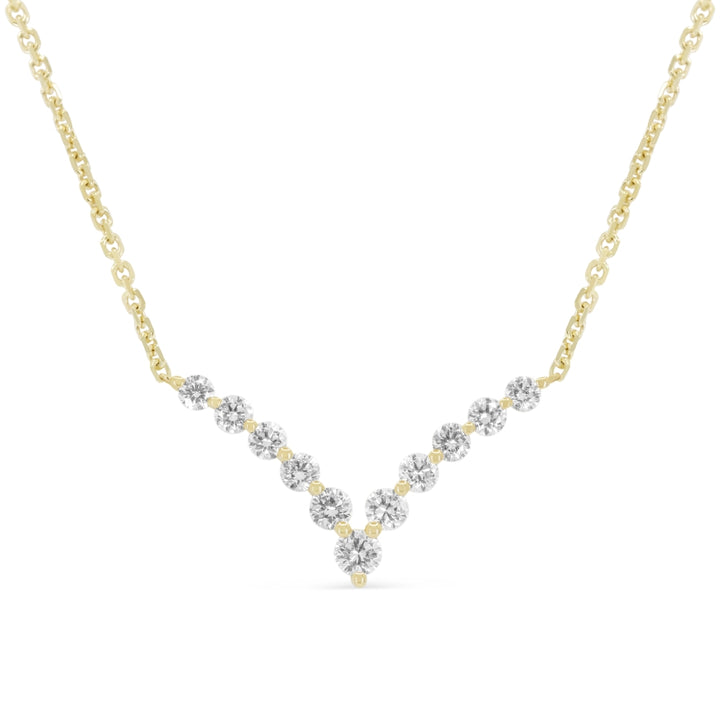 Beautiful Hand Crafted 14K Yellow Gold White Diamond Milano Collection Necklace