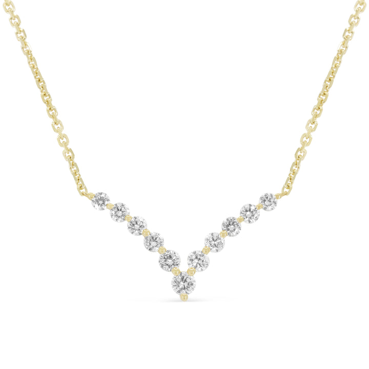 Beautiful Hand Crafted 14K Yellow Gold White Diamond Milano Collection Necklace