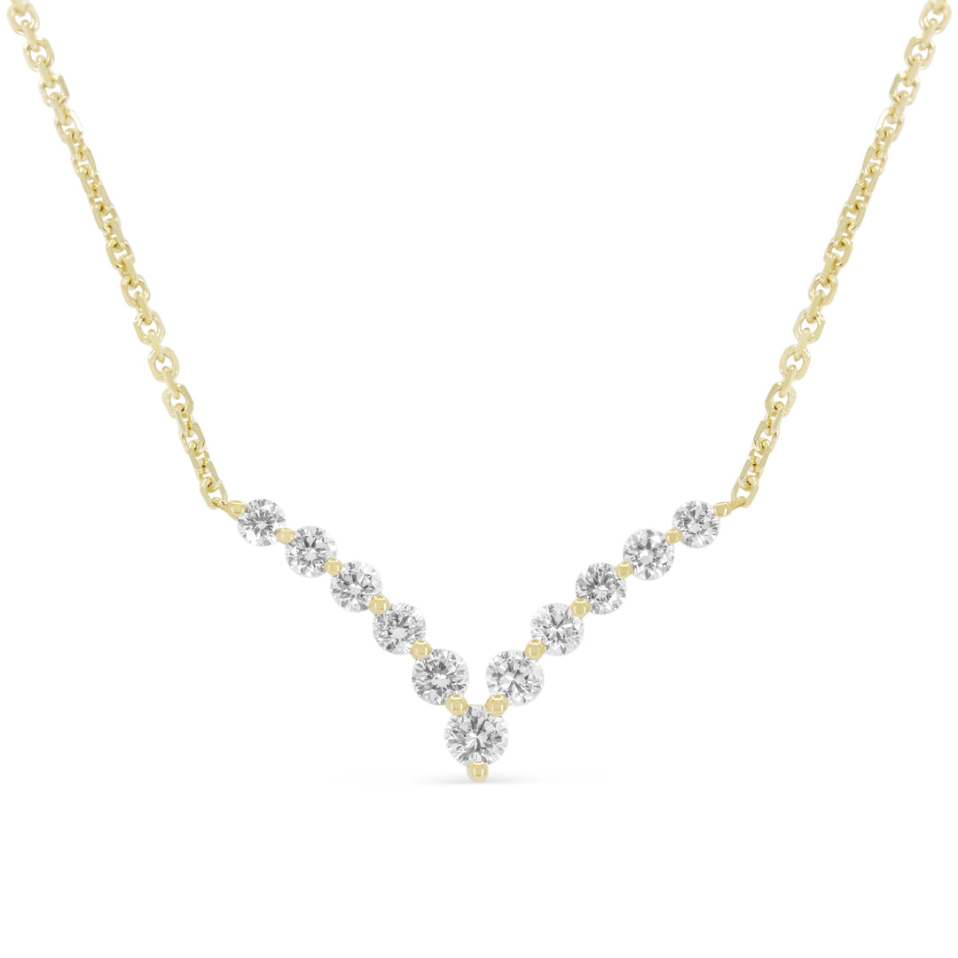 Beautiful Hand Crafted 14K Yellow Gold White Diamond Milano Collection Necklace