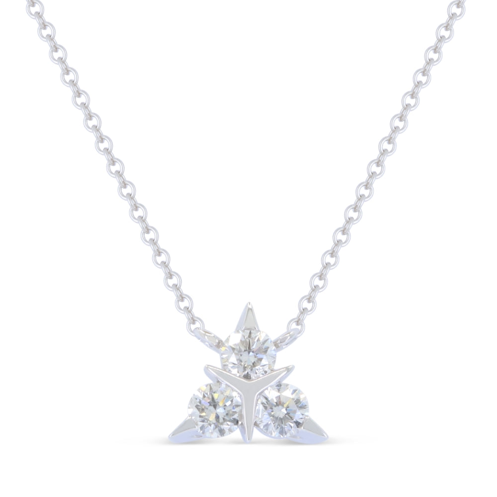 Beautiful Hand Crafted 14K White Gold White Diamond Milano Collection Necklace