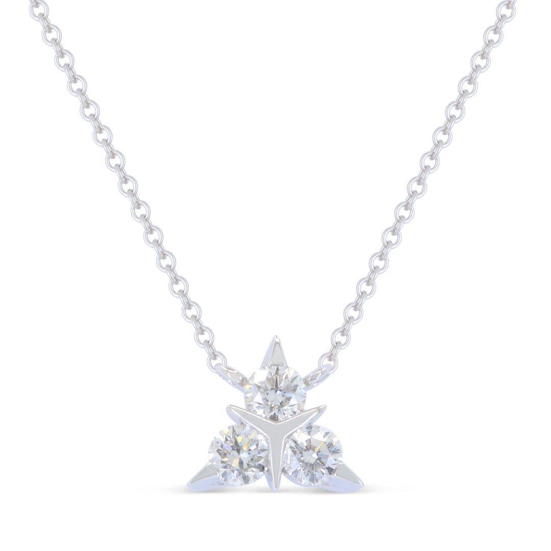 Beautiful Hand Crafted 14K White Gold White Diamond Milano Collection Necklace