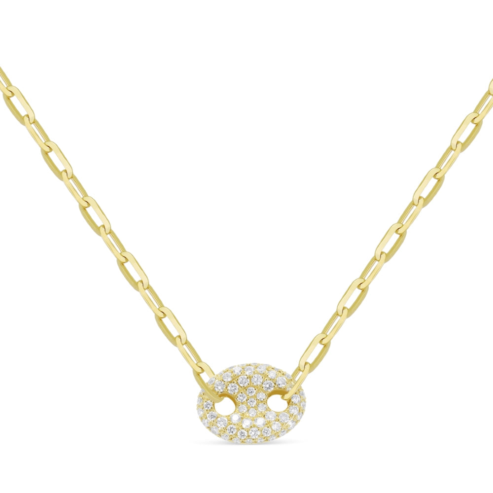 Beautiful Hand Crafted 14K Yellow Gold White Diamond Milano Collection Necklace