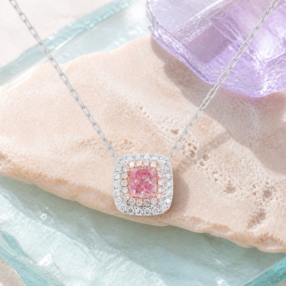 N1929 - 14K White Gold Fancy Color Diamond Necklace