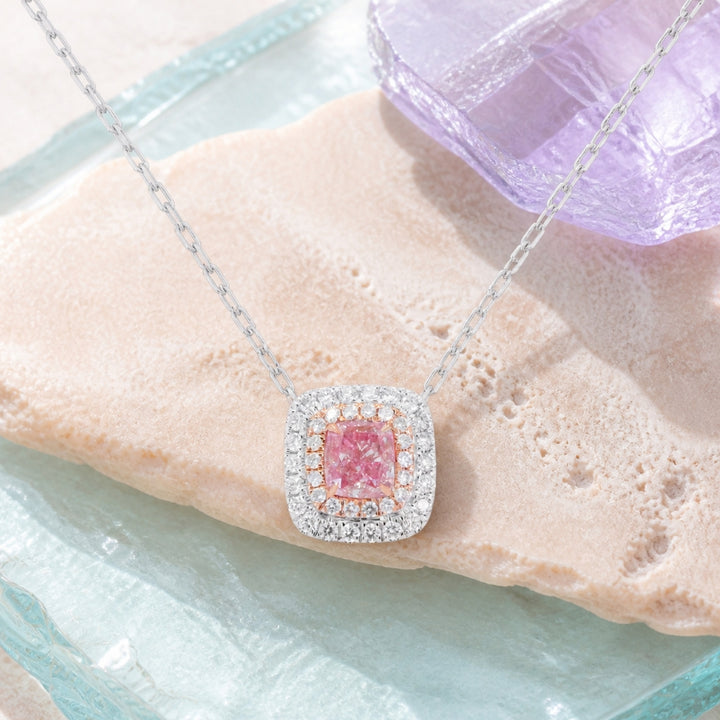 N1929 - 14K White Gold Fancy Color Diamond Necklace
