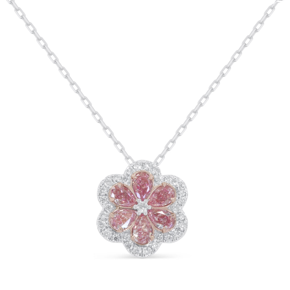 Beautiful Hand Crafted 14K White Gold  Fancy Pink Diamond And Diamond Milano Collection Necklace