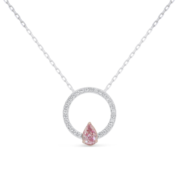Beautiful Hand Crafted 14K White Gold  Fancy Pink Diamond And Diamond Milano Collection Necklace