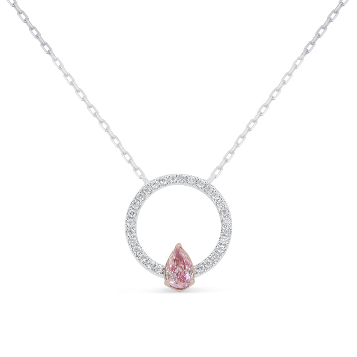 Beautiful Hand Crafted 14K White Gold  Fancy Pink Diamond And Diamond Milano Collection Necklace
