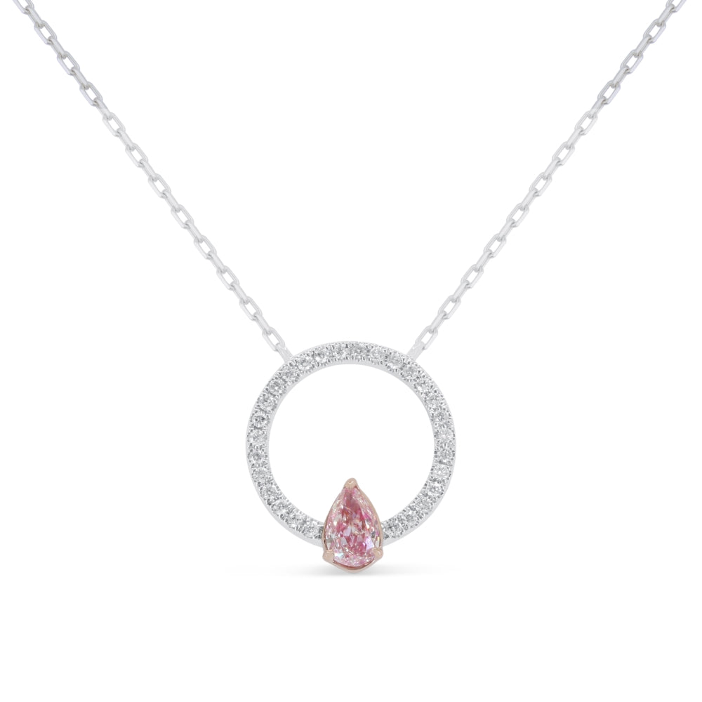 Beautiful Hand Crafted 14K White Gold  Fancy Pink Diamond And Diamond Milano Collection Necklace