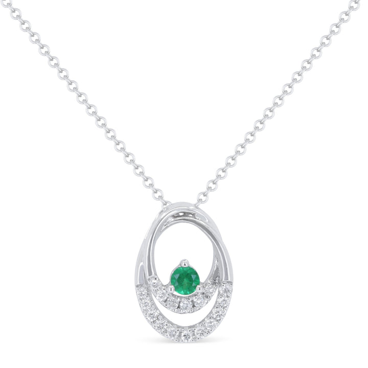 Beautiful Hand Crafted 18K White Gold  Emerald And Diamond Arianna Collection Pendant