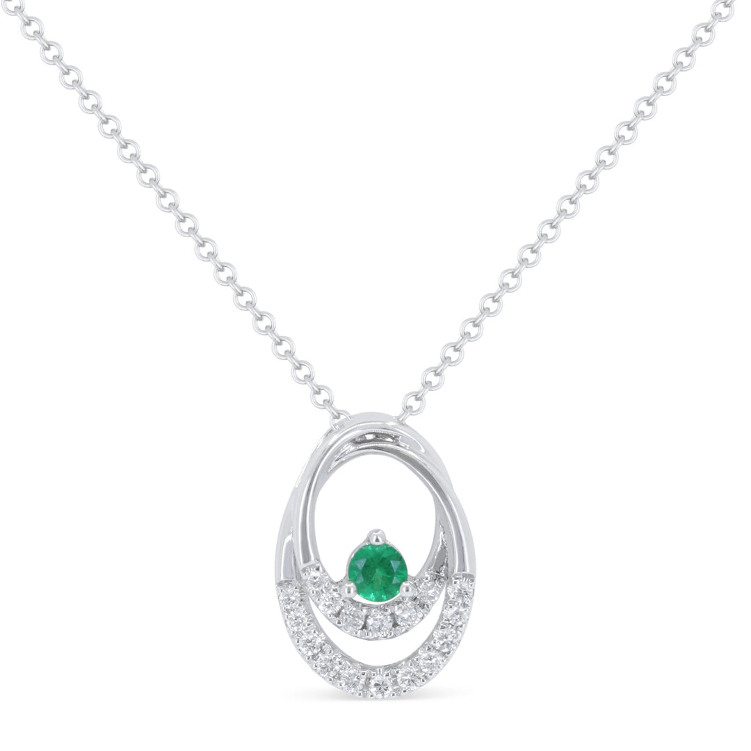 Beautiful Hand Crafted 18K White Gold  Emerald And Diamond Arianna Collection Pendant