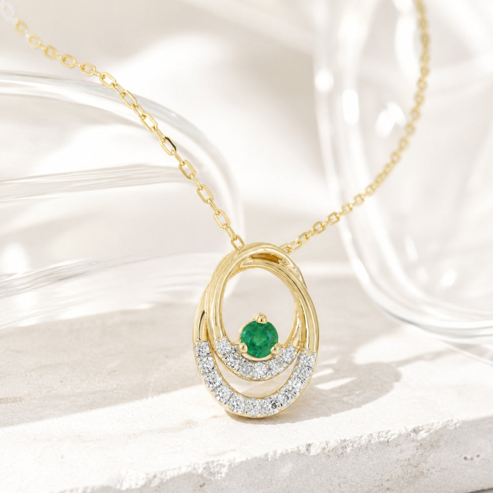 N1934 - 14K & 18K Gold Emerald, Ruby & Sapphire Pendant