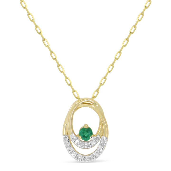 Beautiful Hand Crafted 14K Yellow Gold  Emerald And Diamond Arianna Collection Pendant